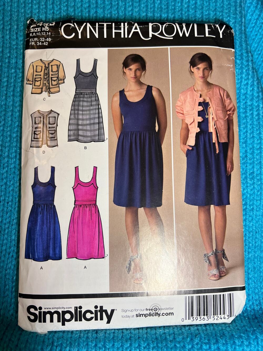 Simplicity 2443 Pattern dress sleeveless vest top size 6 8 10 12 14